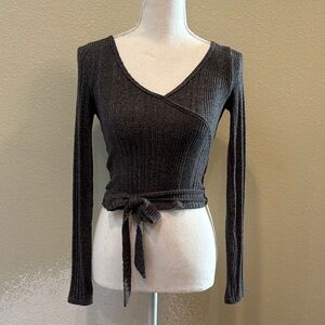 Hollister Charcoal Gray Ribbed Top, Size XS